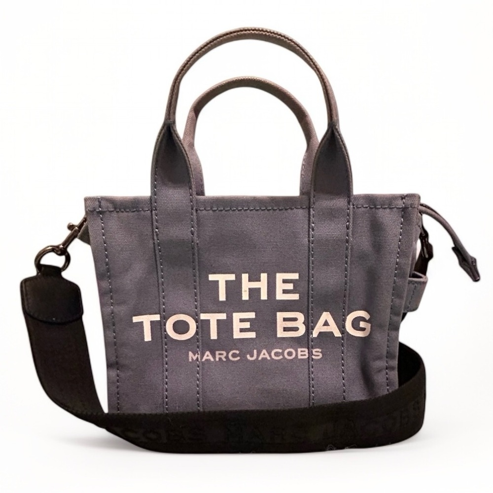 Marc Jacobs The Tote Bag Canvas Mini Tote in Slate blue with Cream Logo - Picture 5 of 16